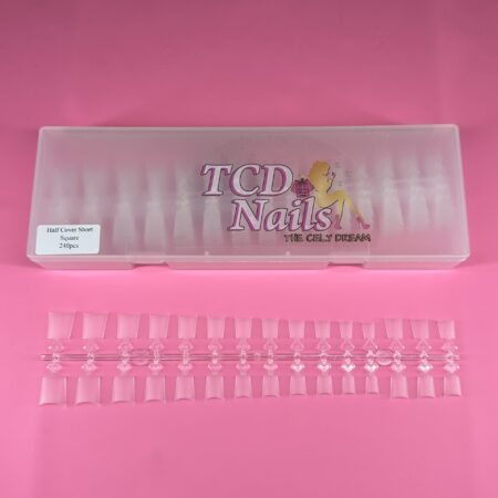 Short Square Round Nail Tips, No C Curve Half Cover (240pcs/Box)